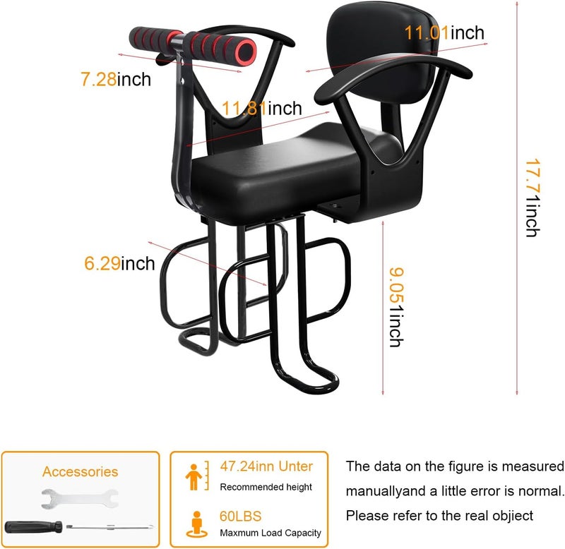 OUSEXI Rear Child Bike Seat with Thick Backrest, Rear Child Bicycle Seat Design for Children Aged 2 to 8 Years Old, One Size (Black-a) - Image 3